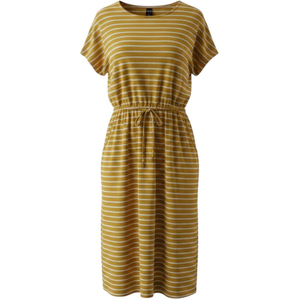 Emery Rose Mustard Yellow White Striped Drawstring Waist Midi Dress Pockets 1XL